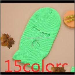 Trois Trous Trooper Masque Skimask Hiver Chaud Tricoté Bonnet Bonnet En Tricot Solide Slouchy Bonnets Tête Complète Bouclier Au Crochet Cache-Oreilles Bjzt Heo3K