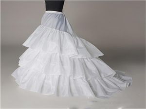 Drie hoepels drie lagen witte petticoat voor bruids elastische taille meisjes onderrok met trein zwarte feestjurk ondergoed jupon ma4460144