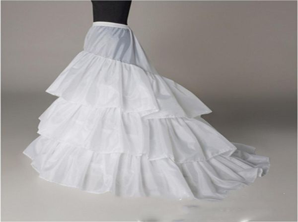 Trois cerceaux trois couches jupon blanc pour mariée taille élastique filles sous-jupe avec train robe de soirée noire sous-vêtements jupon ma4460144