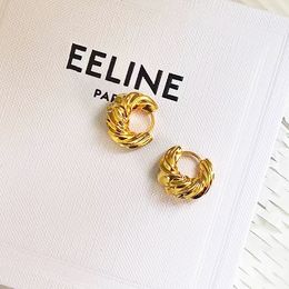 drie-in-één designer oorbellen luxe designer oorbellen Sterling Silver Hoop Stud 18k goud geborstelde gouden kleurcirkel oorbel voor vrouwen feest bruiloften sieraden