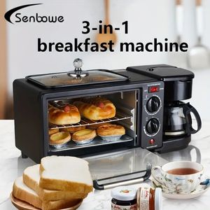 Drie-in-één multifunctionele huishoudelijke ontbijtmachine, broodrooster, mini-oven, koffiezetapparaat, tosti-broodje