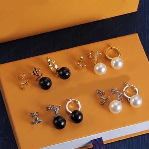 Boucles d'oreilles trois en un en perles pour femmes, boucles d'oreilles de styliste, en or 18 carats, cadeau de saint-valentin, bijoux de luxe avec boîte
