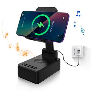 Support de charge sans fil Support de bureau Haut-parleur Bluetooth 15W Charge rapide sans fil pour téléphone portable iPhone Support de charge Base antidérapante
