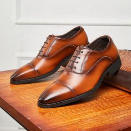 TROIS JOINT 2024 Cuir Nouveau intérieur intérieur Business Business Men's Formal Soft Sole Oxford Lacet-Up Pointed Shoes D2H17 AAF9