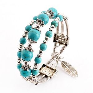 Bracelets de Tennis tibétains en argent et Turquoise à trois couches, perles à trois couches, cadeau à la mode, style national, bracelet à faire soi-même pour femmes et hommes
