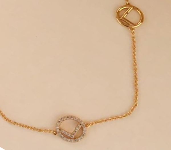 Colliers à trois lettres F avec chaîne en or 18 carats, modèles pour femmes, bijoux de fête de mariage, marque entière, 6165750