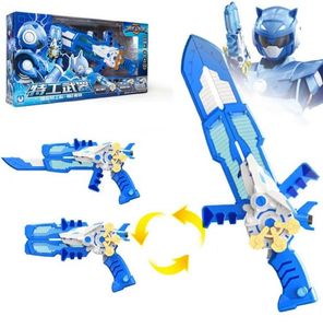 Drie modus Mini Force Transformation Sword Toys met geluids- en lichte werkingscijfers Miniforce x vervorming Gun Toy2307282