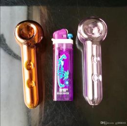 Trois accessoires de bongs en verre de pots d'huîtres, Pipes à fumer en verre colorées mini-tuyaux à main multicolores Best Spoon glas