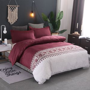 Trois pièces 100% coton lin ensembles de literie complet King Queen Size imprimé broderie housse de couette taie d'oreiller marque Chic lit couettes fournitures en stock