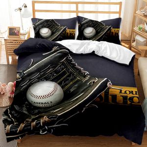 Juegos de cama de tres piezas Béisbol Impresión digital 3D Suministros de ropa de cama Funda nórdica Ropa de cama de alta calidad