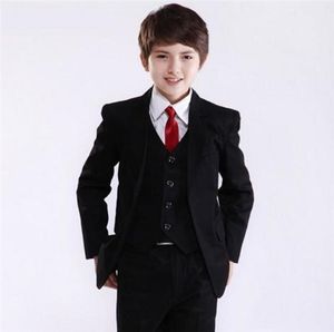 Chaqueta negra de tres piezas para niños, traje para ocasiones formales, traje de boda para niños, trajes de boda para niños, chaqueta, pantalones, chaleco 6601065