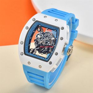 Reloj de hombre con función completa y fondo transparente de tres pines, relojes de lujo de primeras marcas, reloj automático de cuarzo para hombre 2416