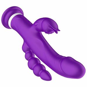 Perle à trois points tirant tampon anal vestibulaire tige vibrante ventouse anti vrais outils féminins et jouets sexuels
