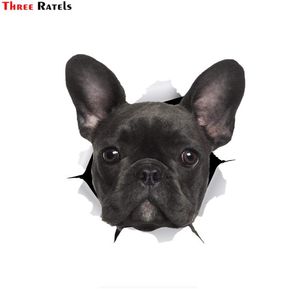 Trois Ratels FTC1068 3D Black French Bulldog Sticker Dog Car autocollant Sticker pour Wall Car Toilet Room à bagages Skateboard ordinateur portable3749269