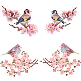 Three Ratels Q150 hermosa acuarela pintada a mano primavera flor y pájaro arte pared pegatina decoración del hogar