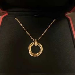 Collier trois anneaux électrique trois couleurs trois anneaux pendentif diamant unique collier chaîne femme