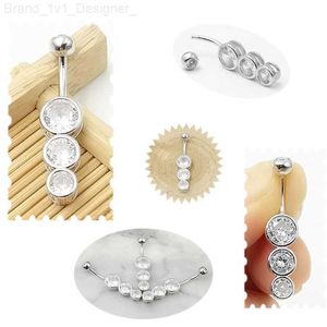 Drie ronde kubieke zirkonia navel ringen buik piercing navel piercing body sieraden voor vrouwen l230808