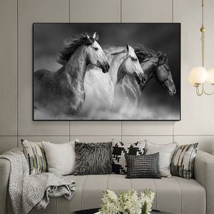 Drie lopende paarden canvas kunstdieren muur art posters voor woonkamer thuis decor cuadros aangepaste muur canvas print schilderijen