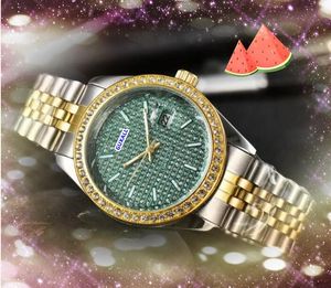 Three Stiches Busines Casual Men Women Bekijk Auto Day Date Time Quartz Clock roestvrijstalen band President Generous Diamonds Ring Dot Set Auger Super Watches Gifts