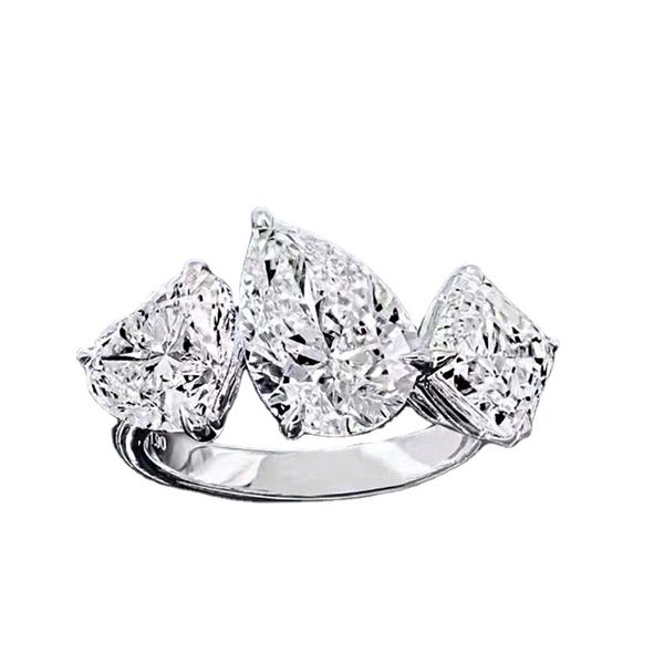 Bague en diamant Moissanite à trois pierres, 100% en argent Sterling 925 véritable, bague de mariage, pour femmes et hommes, bijoux de fiançailles, cadeau