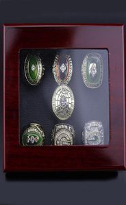 Tres anillos de piedra 7pcs 1961 1962 1965 1966 1967 1996 2010 Packer Ring con Collector039s Display Case7598243