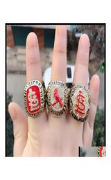 Trois anneaux de pierre de haute qualité 3pcs 1985 2004 2006 Misi Baseball Ship Ring Set Sec Sports Bijoux Fans US Size 11 Dropdhrv07053099