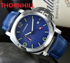 Tres dos dos diales de pulsera de cinturón de cuero con testamento de 50 mm de 50 mm trabajan a la moda para hombre reloj de alta calidad Sport Japen VK Quartz Chronograph Wholale Men's Gifts Wristwatch