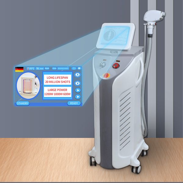 Machine d'épilateur d'épilation de laser de diode de trois longueurs d'onde relaxante permanente 755 808 1064 nm équipement 600W pour choisir toutes les couleurs Type utilisation de salon de beauté