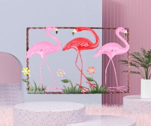 Autocollant mural flamant rose tridimensionnel de style chinois, peinture de décoration pour chambre d'enfant et salon, 5321406