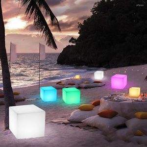 Thrisdar 30CM 40CM Led Iluminado Muebles Bar Cubo Asiento Silla Luz Nocturna Taburetes Al Aire Libre Lámparas De Mesa De Plástico