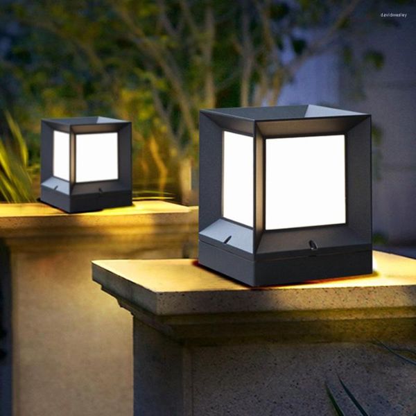 Thrisdar E27 Cube extérieur LED pilier lampe cour porte porte stigmatisation étanche paysage Villa voie poste Boilards lumière