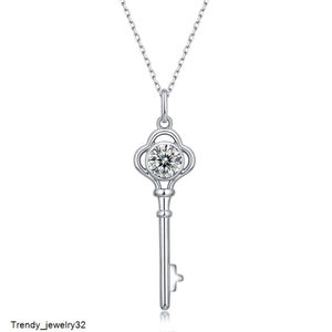 Thriving Gems 925 Sterling Zilver Diamond Love Key Moissanite Sieraden Ketting Hanger Ketting voor dames