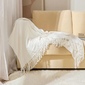 Gooi deken Zacht, gezellig Chenille Gooi deken met franje kwastje voor bank fauteuil bed woonkamer cadeau