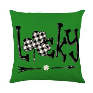 Couvre-oreillers à lancer 18x18 Ensemble de 4 coussins de la journée Saint Patricks Couvre-coussins Green Shamrock Clover Lucky Tamion Coussin Couvre-oreillers pour la maison Décorations extérieures