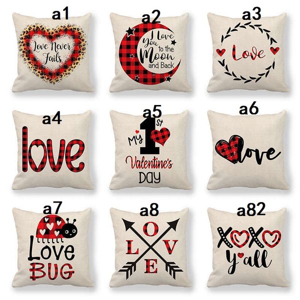 Jetez des coussins Coussins Saint Valentin Day Cadeaux Literie Supports Square Coussin Square respirant Home Textiles Coussin d'oreiller