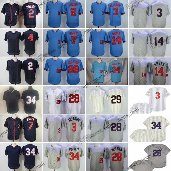 Throwback 1969 Baseball Jersey 34 Kirby Puckett 29 Rod Carew 28 Bert Blyleven 14 Kent Hrbek 7 Joe Mauer 6 Tony Oliva 4 Paul Molitor 3 Harmon Killebrew 2 Brian Dozier