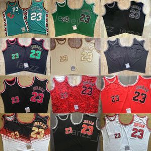 Throwback 1996 1997 1998 Maillot de basket-ball authentique Michael 23 Chemise rétro Vintage Man Team Rouge bleu Blanc Noir Broderie Vêtements de sport Excellente qualité