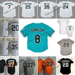 Jersey de béisbol de retroceso 20 Miguel Cabrera 8 Andre Dawson 1995 25 Carlos Delgado 2005 35 Dontrelle Willis 2 Hanley Ramirez 27 Mike Stanton 24 Miguel Cabrera