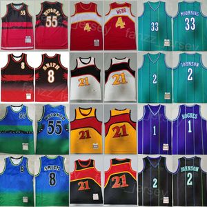 Throwback Basketball Rétro Larry Johnson Jersey 2 Vintage Alonzo Mourning 33 Spud Webb 4 Dikembe Mutombo 55 Steve Smith 8 Tyrone Muggsy Bogues 1 Cousu Vente Homme