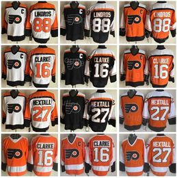 Throwback Philadelphia Retro Flyers Hockey 26 Brian Propp Jersey Vintage 1 Bernie Parent 7 Bill Barber 8 Dave Schultz 88 Eric Lindros 16''Nhl''Chemise