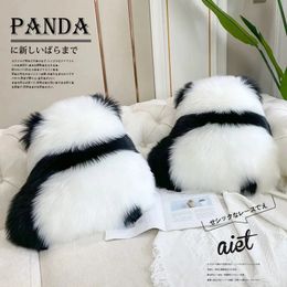 Oreiller lanceur super mignon Panda Panda Vue arrière 100% laine / dossier de laine artificiel utilisé pour les nattes de canapé-lit des lits confortables 240527
