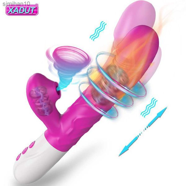 Poussée Sucer Vibrateur Femelle Puissant Gode Sex Toys pour Femmes Aspirateur Sucker Vibrant Clitoris Stimulateur Adulte 18 Jouets L230518