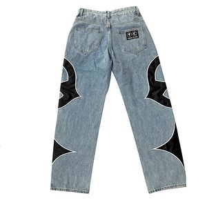 Thug Club-merk PU Leaher Borduurwerk patchwork katoen denim broek comfort casual jeans maat lading S-3XL #650 231229 1