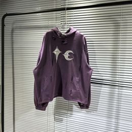 Thug Club Suéter con capucha viejo y dañado lavado morado Sudadera con capucha de marca de moda High Street de Park Jae Fan Mismo estilo