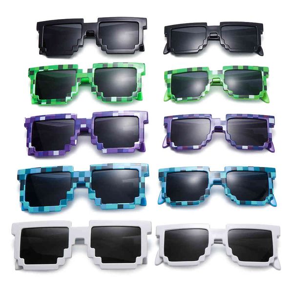 Lunettes de soleil Thug Life Gamer Robot Retro Pixel Mosaic Lunettes de soleil Party Cosplay Lunettes de soleil UV400 Lunettes de cyclisme pour enfants Adultes Hommes Femmes