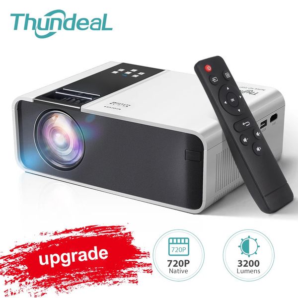 ThundeaL HD Mini Proyector TD90 Nativo 1280 x 720P LED WiFi Proyector Cine en Casa Cine 3D Teléfono Inteligente Video Proyector de Películas 240112