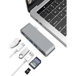 Adaptateur HUNDERBOLT 3 USB-C Hub pour MacBook Pro Nintendo Switch Samsung S8 Type-C Charger Port HDMI Port 2 USB 3 0 Port SD Card R325M
