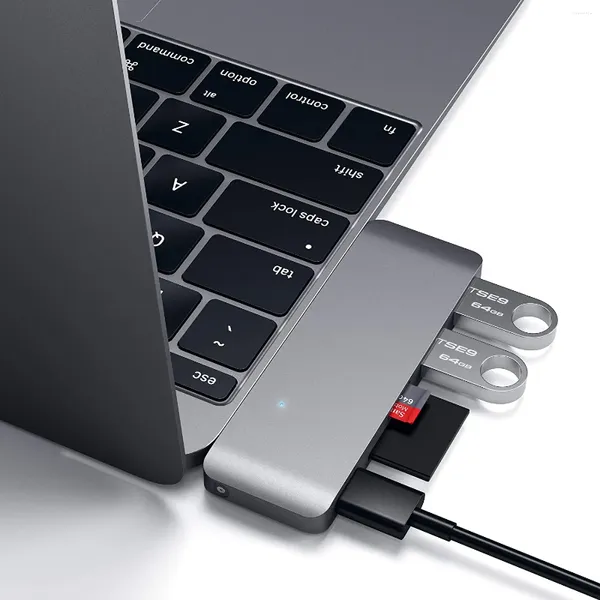 Thunderbolt 3 USB3.0 tipo C Hub para MacBook USB-C adaptador de base con ranura para lector Micro SD/TF Mac Book Pro USB