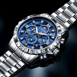 Tianbin Brand Multi-fonction High End Quartz Afficier de lueur étanche Glow Trend Steel Band Watch