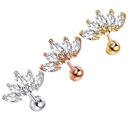 Tiancifbyjs 16G Rvs Oor Kraakbeen Oorbellen Zirkoon Helix Tragus Stud Earring Voor Vrouwen Barbell Body Piercings 50 Stks